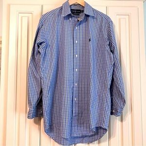 Ralph Lauren Blue Yarmouth Long-Sleeved Button Down Shirt Size 15 32/33